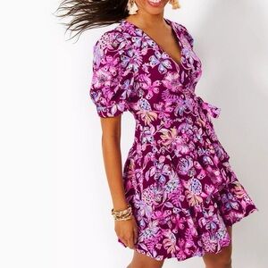 Lilly Pulitzer Alexandria Elbow Sleeve Cotton Wrap Dress. Women’s size 0